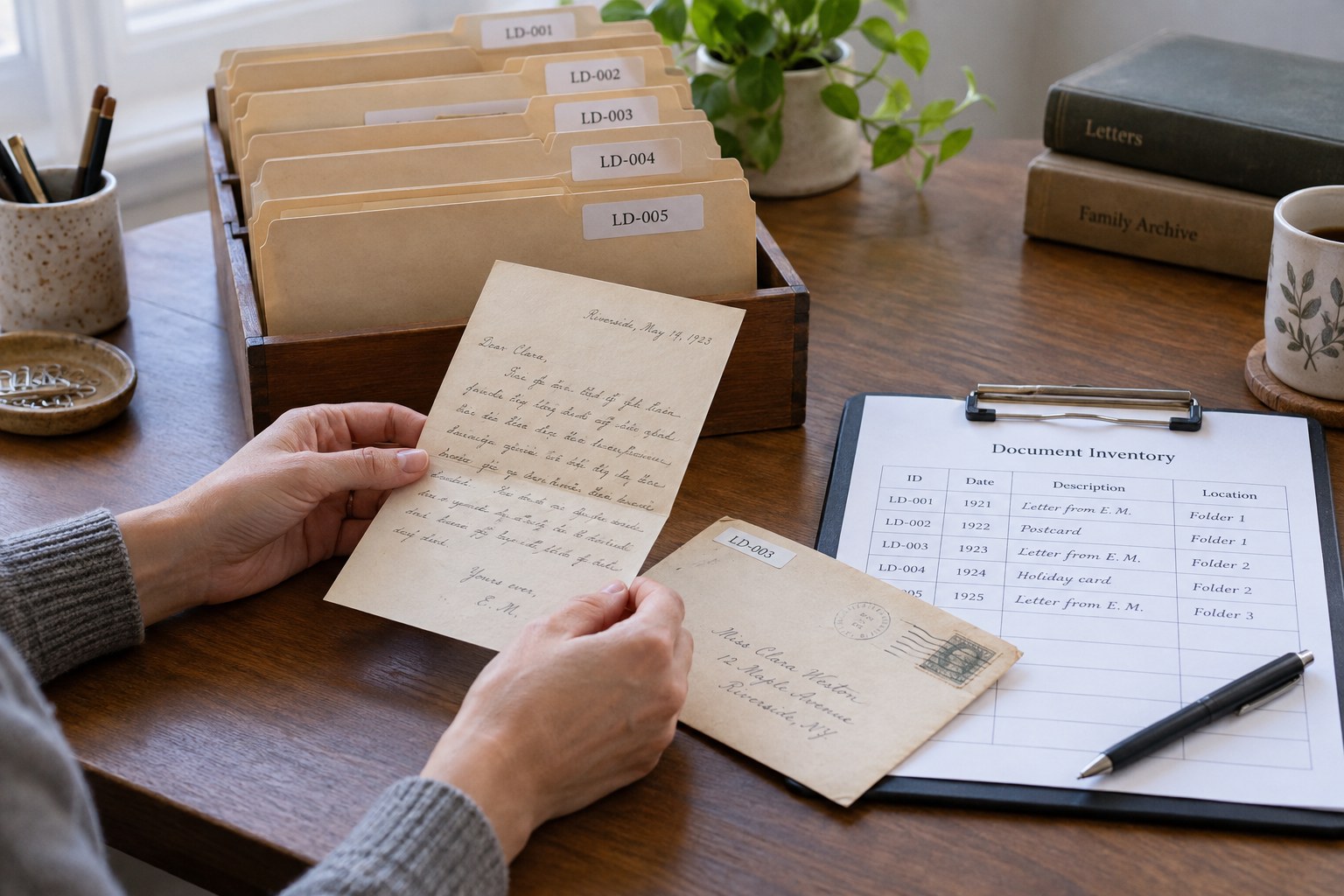 Related letters in folders with matching external IDs and inventory sheet